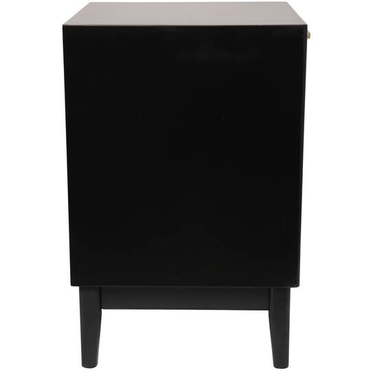 Wood Accent Table with Cane Front Drawer & Gold Handle